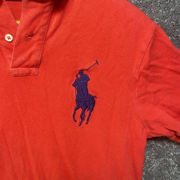 Polo Ralph Lauren Shirt Mens Medium Orange Polo Big Pony Short Sleeve Embroidery - Picture 3 of 10